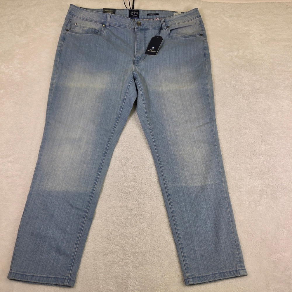 Ben Sherman Slim Fit Jeans 42W 30L Leeds Wash Light Blue Stretch BS12DB202